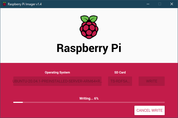 raspberry pi imager - loading